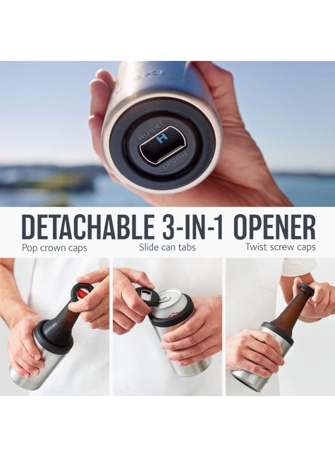 Huski Beer Cooler 2.0 | New | Premium Can and Bottle Holder | Triple Insulated Marine Grade Stainless Steel | Detachable 3-in-1 Opener | Works as a Tumbler | Best Gifts for Beer Lovers (White) - Image 4